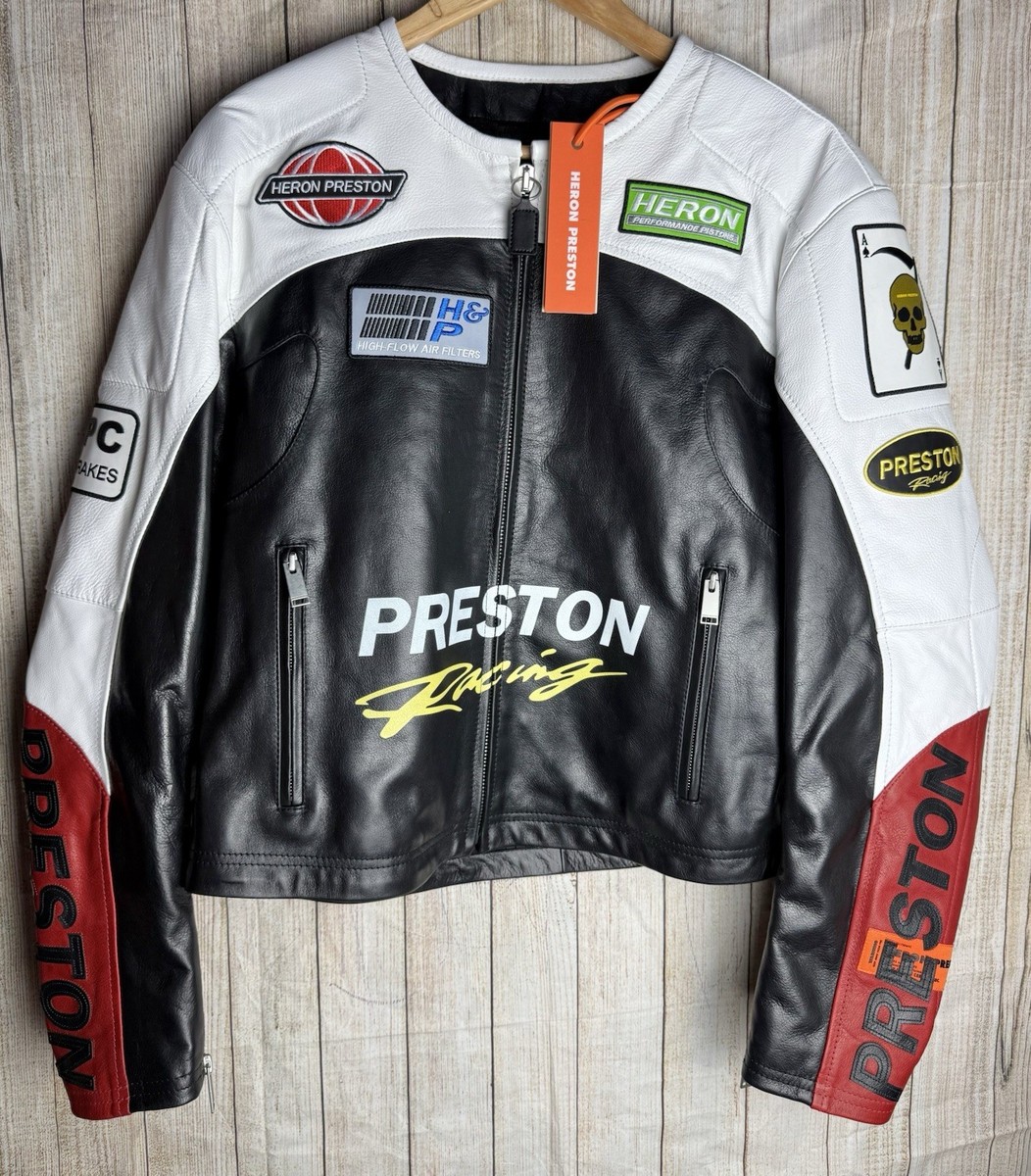 Heron Preston Moto Leather Jacket Medium £1750 Motorcycle Patch