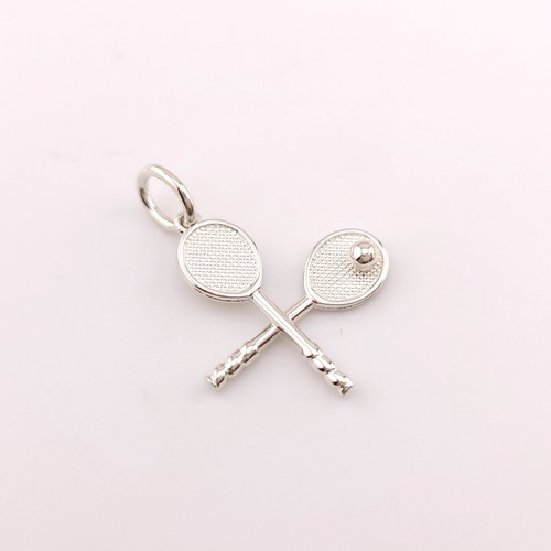 Tiffany & Co. Sterling Silver Tennis Racquet Racket with Ball Charm Pendant - Imagen 2 de 11