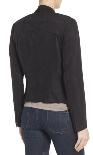 kut from the kloth womens solid black faux Suede leather long sleeve jacket xs - Picture 2 of 4
