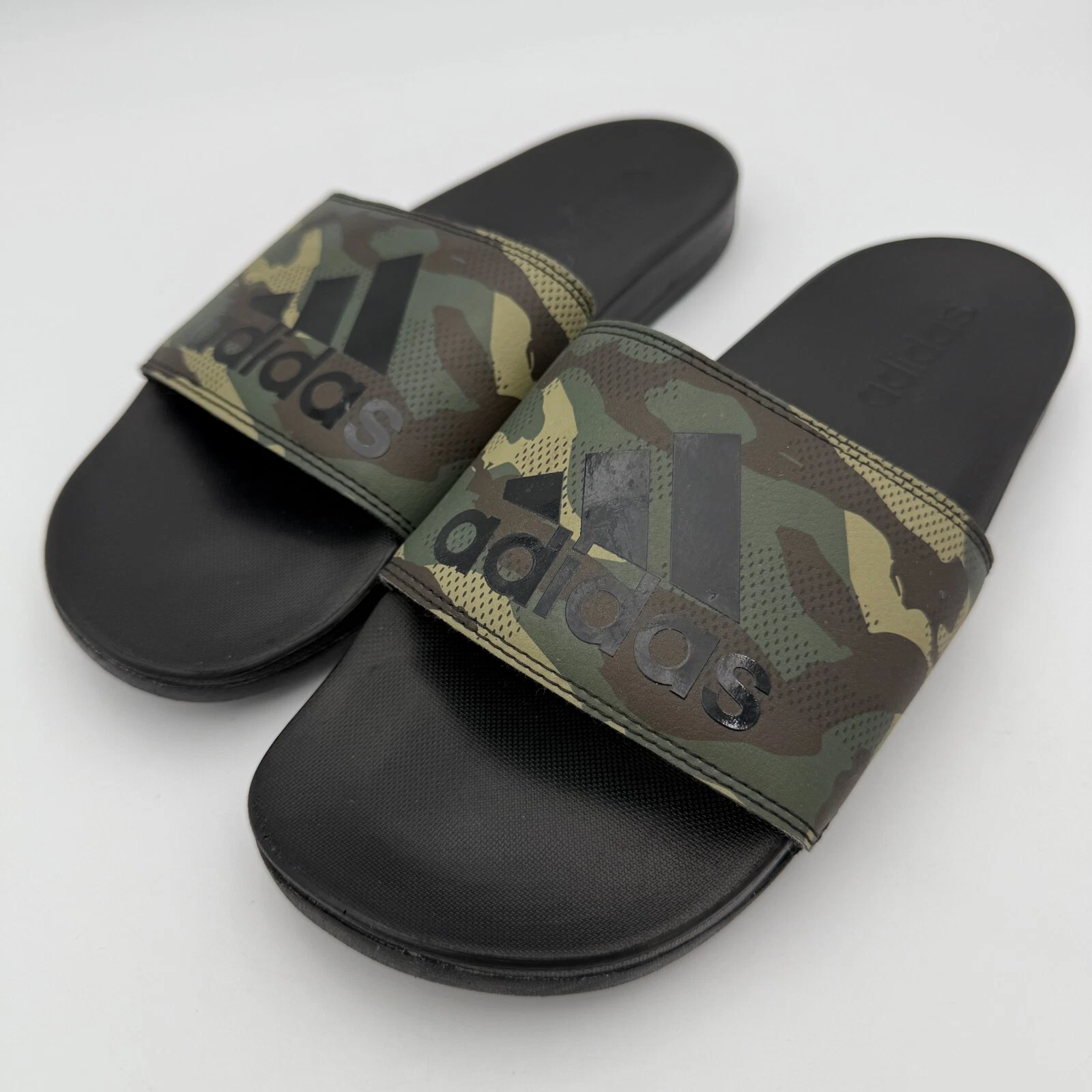 Adidas Adilette Comfort Slides Uomo Taglia 7 Nero Verde Marrone Mimetico GW1053