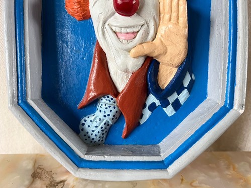 Vintage 1981 Apsit Bros Of California Circus Clown Chalk Ware Wall Hanging - Picture 2 of 11