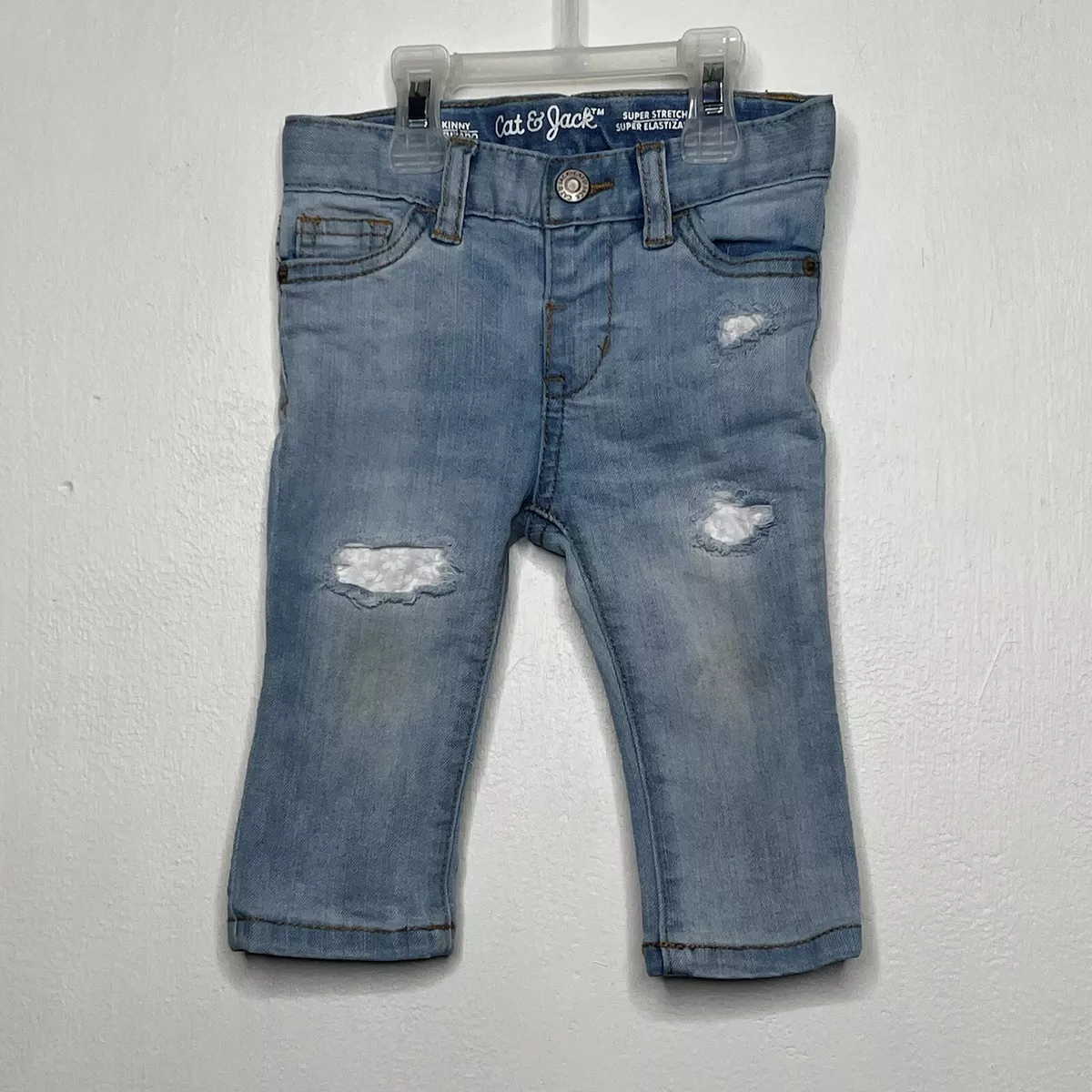 Cat Jack Distressed Jeans Baby Boys Size 2 Light Wash Skinny