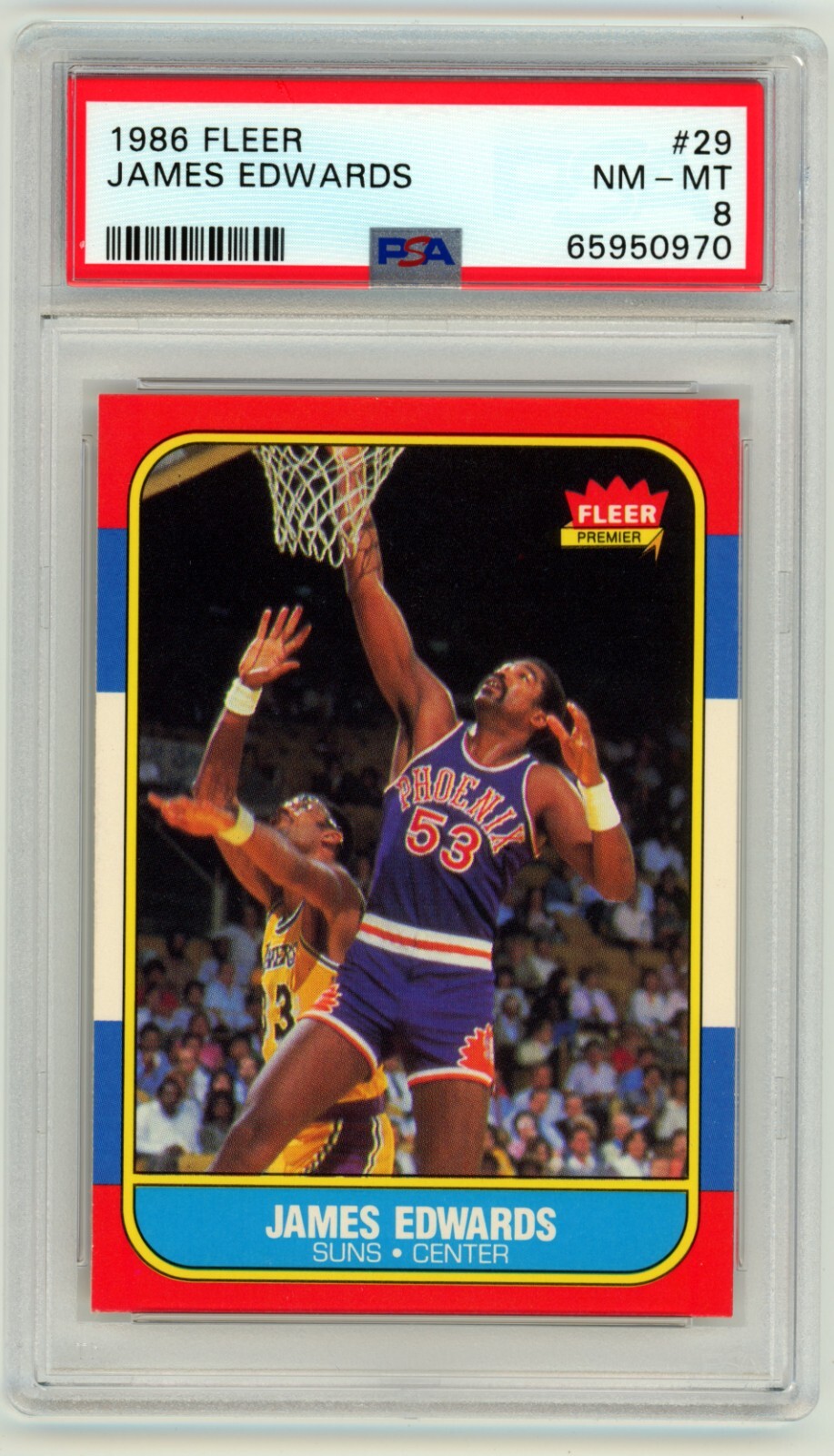 1986 Fleer #29 James Edwards PSA 8 NM-Mint Centered Phoenix Suns