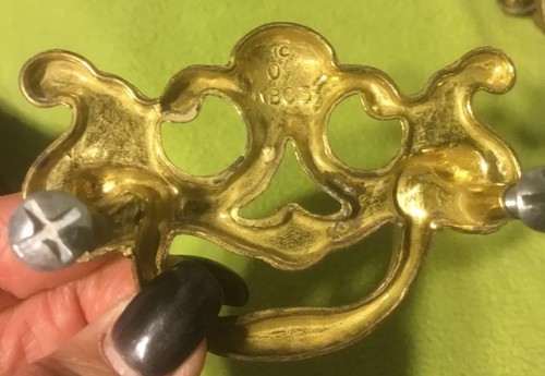 VINTAGE ~ OTTONE ~ TIRA CASSETTI ~ MANIGLIE FISSE ~ Lotto di 2 ~ Steampunk Art Sup - Foto 5 di 7