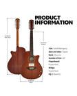 Haze  12-String Hybrid special Acoustic-Electric Guitar - Solid top  Natural