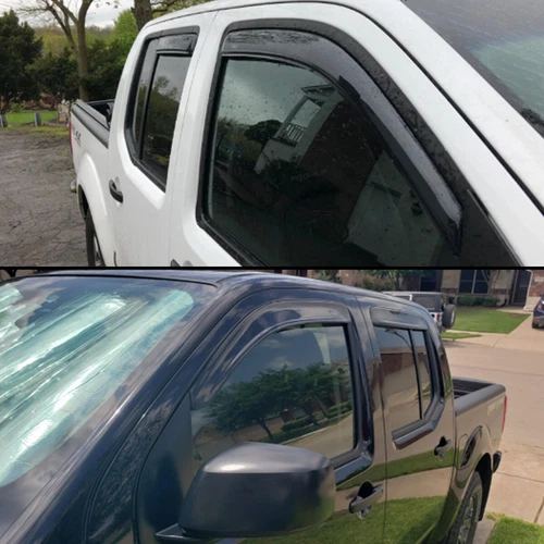 Window Visor Rain Sun Shade Guards Fit Nissan Frontier Navara Crew Cab 2005-2021 - Picture 6 of 20