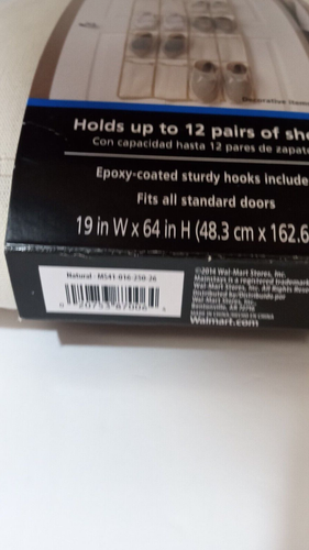 24-Pocket Over-The-Door Shoe Organizer, Durable Canvas, Mainstay's New - Picture 3 of 5