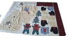 Vtg PEACE IN THE COUNTRY SNOWMAN Christmas Fabric Panel Soft Sculpture Cut & Sew