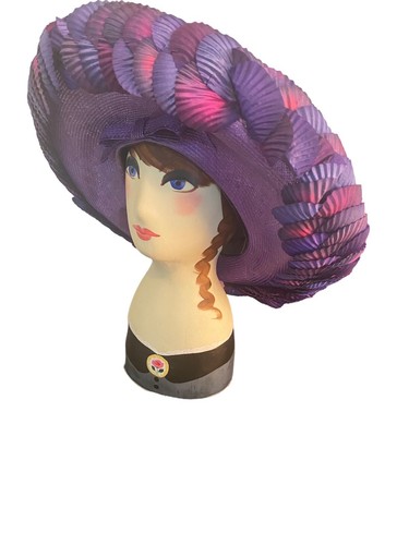 Jack McConnell Boutique Church Ladies Purple Straw Hat - Picture 4 of 12