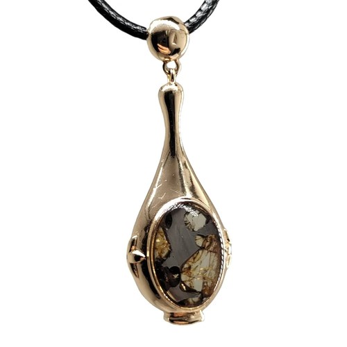 Meteorite pendant,Pallasite Meteorite specimen,Brenham TB346 925 silver case - Picture 4 of 6