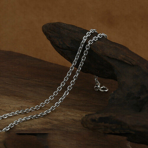 Real Solid 925 Sterling Silver Necklace Rectangular Ring Accessory Chain 18"-32" - Picture 10 of 21