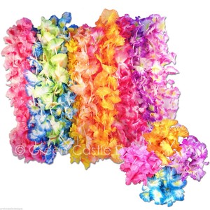 72-pc-Hawaiian-Leis-amp-Bracelets-Jumbo-Silk-Flower-Party-Favor-Wedding-Supplies