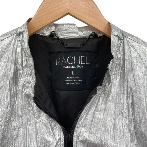 Rachel Roy Women Metallic Crinkled Long Sleeve Full Zipper Bomber Jacket Size L - Picture 6 of 14