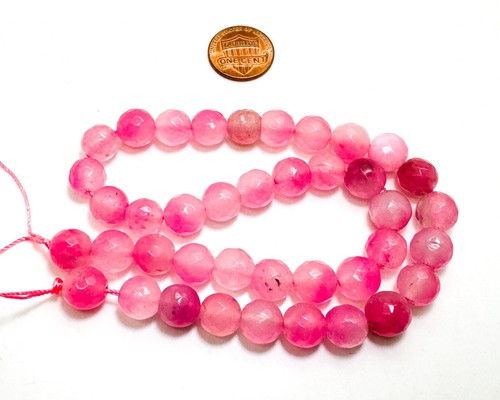 Light Pink Agate Faceted Round 10mm Gemstone Beads - RNF131C - Picture 3 of 3