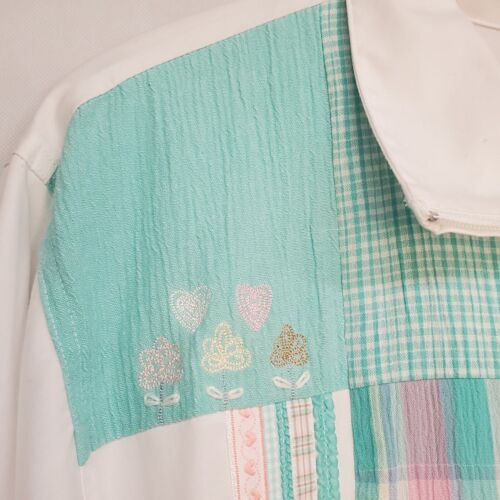 Vintage Koret Cottage Grannycore Patchwork bestickt Zip Jacke Gr. XL *LESEN* - Bild 8 von 14