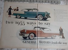 1955 Chevrolet Belair Vintage 2 Page Print Ad Pontiac Catalina General Motors GM