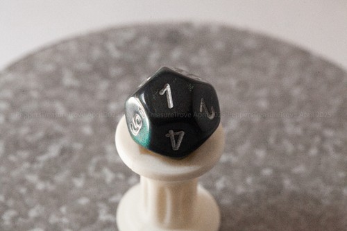 Chessex Borealis Smoke with Silver Old Glitter Single D12 DND Dice - Picture 4 of 11