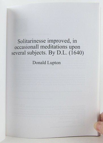 1640 Anglican Donald Lupton Solitarinesse Improved, Facsimile Reprint Rare Title - Foto 2 di 12