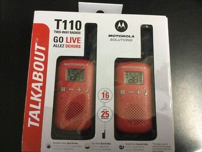Motorola Talkabout T110 22-Channel Walkie Talkies Pair Red 8831