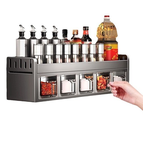 Wall-Mounted Spice Rack Organizer, Kitchen Storage Shelf for Condiments - Picture 7 of 12