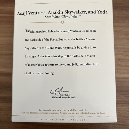 Hallmark Star Wars Ornament 2006 Asajj Ventress Anakin Skywalker Yoda NEW NIB - Picture 3 of 4