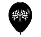 12ct Black Checkered Racing Flag balloons 12", Car Birthday party Racecar