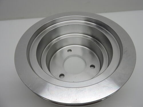Chevy Big Block Crank Pulley Triple Groove Polished Aluminum For Long Pump S8845 - Picture 3 of 3