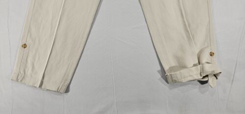 J Jill Linen Crop Pants Women Large Beige Explorer Cuff Stretch Summer Coastal - Picture 8 of 13