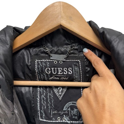 Guess Puffer Full Zip Hooded Jacket in Gray Men’s Size Large - Picture 6 of 9