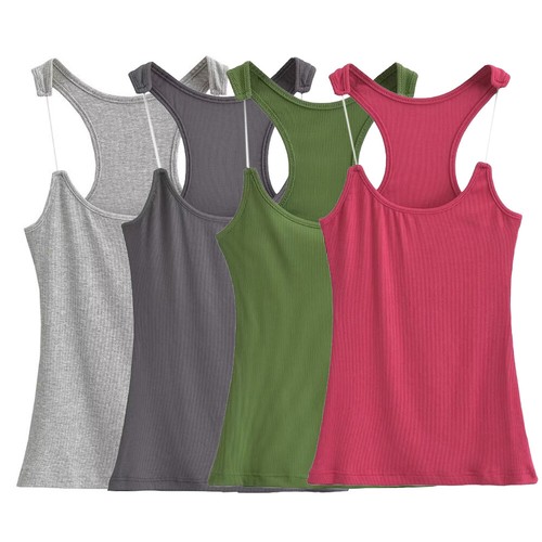 Y-Back Tank Tops Sleeveless Shirt Invisible Clear Straps Vest Tees Sexy Camisole - Picture 3 of 23