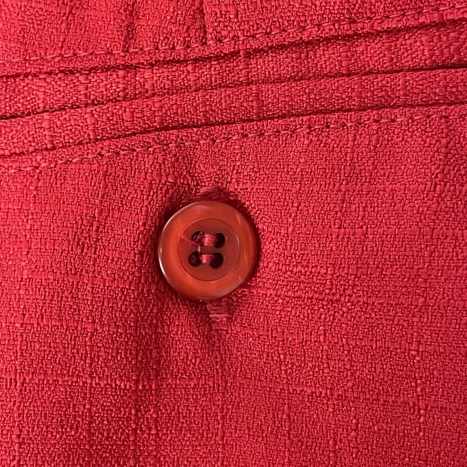 Pantalones de vestir de colección años 80 Montique para hombre TEXTURA ROJA BRILLANTE NAVIDAD pantalones 38/33 Foto 3 de 4