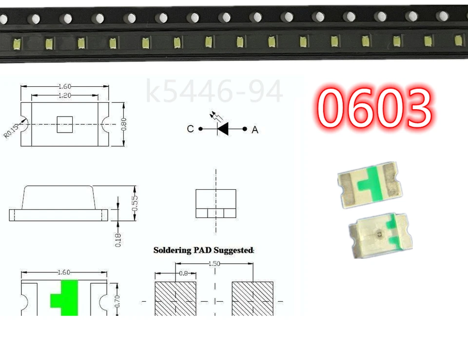 100pcs SMD LED 0402 0603 0805 1206 3528 5730 Diodes Single Chip RGB Light PCB - Image 4 of 4