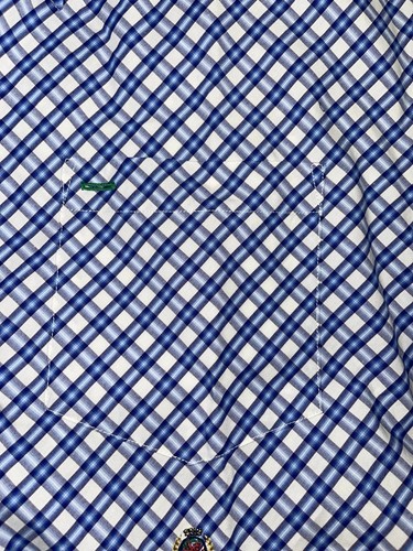 Tommy Hilfiger 80er 2-lagiger Stoff Herren blau gestreift kariert geknöpft Größe M neu mit Etikett - Bild 6 von 8