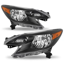 For 2014 2015 2016 Nissan Versa Note Black Headlights Assembly Lamps Left+Right