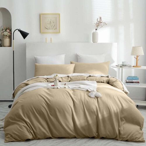 Plain Duvet Quilt Cover with Pillow Case Bedding Set Single Double King All Size - Picture 22 of 86