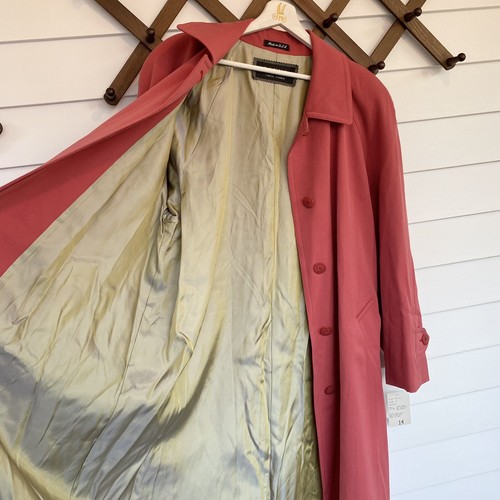 Vintage Sanyo Carol Cohen Salmon Wool Overcoat NEW Size 14 Button Front Classic - Picture 6 of 9