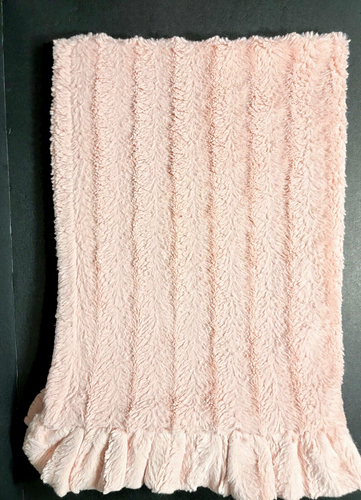 Nicole Miller Home Pink Baby Blanket Plush Ruffle Trim Luxe Girls HTF 28x42
