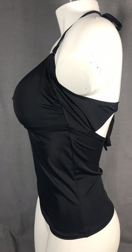 Christin Michaels Chandler Tankini Black Front Twist Black Size Medium - Picture 4 of 8