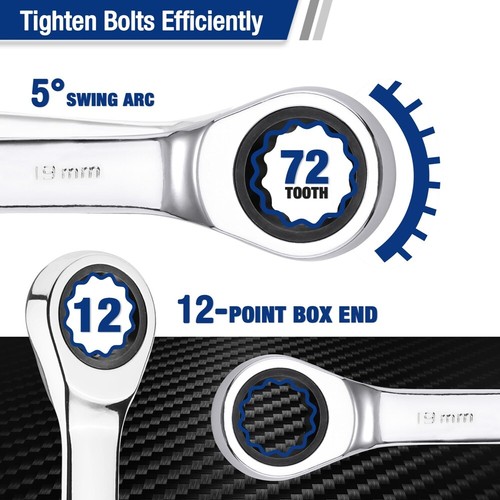 WORKPRO 19mm Ratcheting Combination Wrench Metric Open End Box End 12PT 72-Tooth - Picture 5 of 8