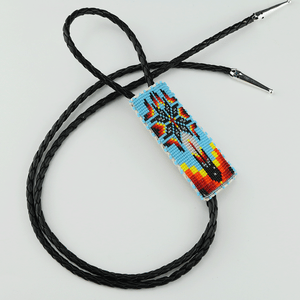 Native American Navajo Beaded Bolo Tie By Helen Dinae Native