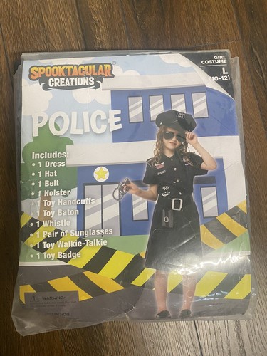 Navy Blue Police Girl Costume + Toys Kids Officer Cop Uniform Dress Halloween
