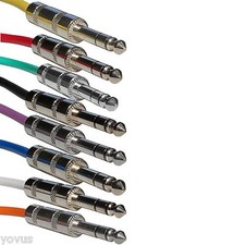 8 pack colored 6 ft foot 1/4 TRS stereo shielded balanced audio patch cable cord