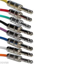 8 pack colored 6 ft foot 1/4 TRS stereo shielded balanced audio patch cable cord