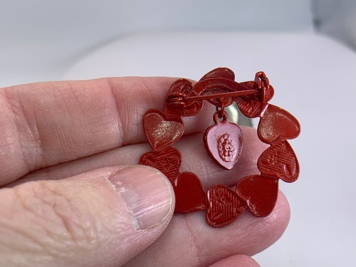 Corona Cuore di San Valentino con Spilla San Pendente Rossa Vintage Metallo M-1997 - Foto 3 di 3
