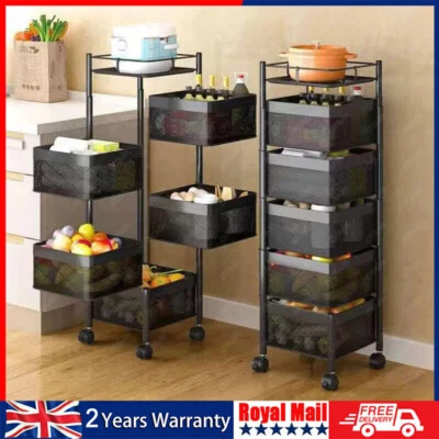 OYAJIA Vegetable Shelf Rack Tier Mobile Kitchen Utility Rotating Storage 6 Cart Trolley