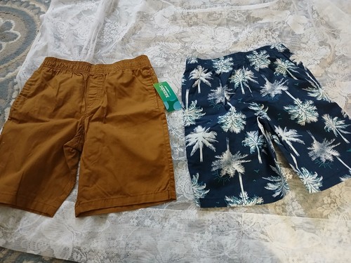 Boys Size 8 Elastic Waist Shorts NWT 365Kids Garanimals 2-Pack Tropical & Brown - 第 1/4 張圖片