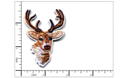 Deer Head Iron-On Patch - Embroidered Animal Applique for Clothes - Picture 2 of 2
