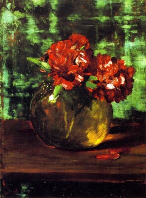 Oil painting Study-of-Flowers-Red-against-Green-William-Merritt-Chase-oil-painti