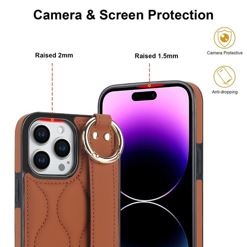 PU Leder Armband Ständer Finger Ring Handy Hülle für iPhone 16 Pro Max/16+/16 - Bild 21 von 73