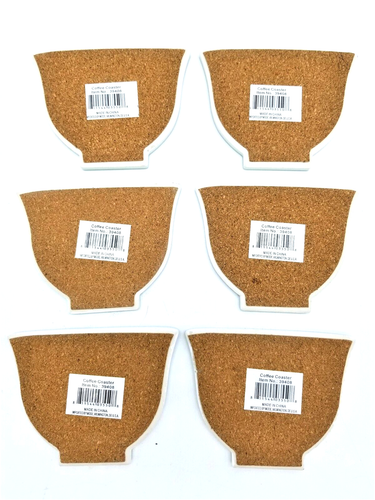 Kaffeetasse Untersetzer Espresso Latte Design Keramik mit Korkenboden 6er Set - Bild 2 von 4